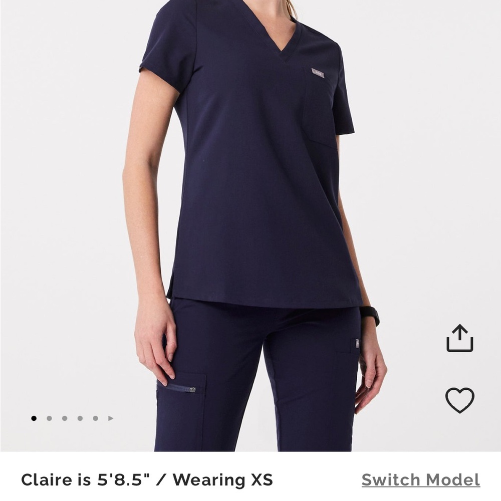 Figs Deep Blue V-Neck Women's Top